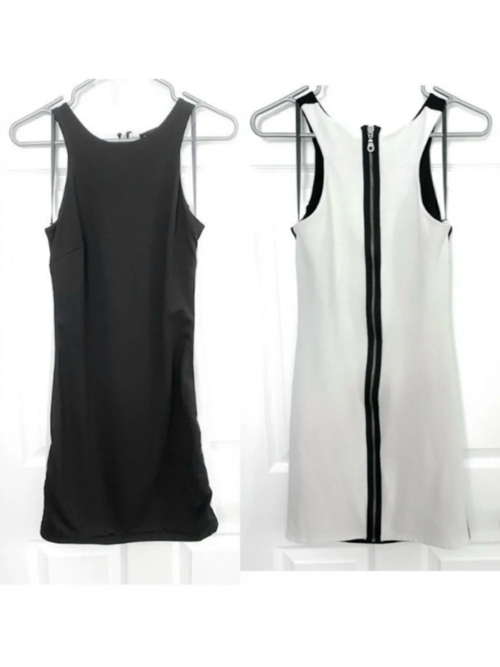 Black and White Racerback Bodycon Dress in Thick Stretchy Fabric - Picture 1 of 4